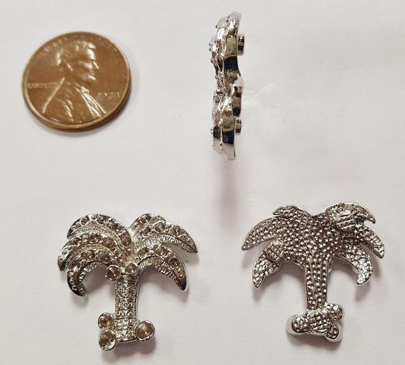 1 Retro Silver Palm Tree 21x22mm. Floating Charm Cabochon Finding E280