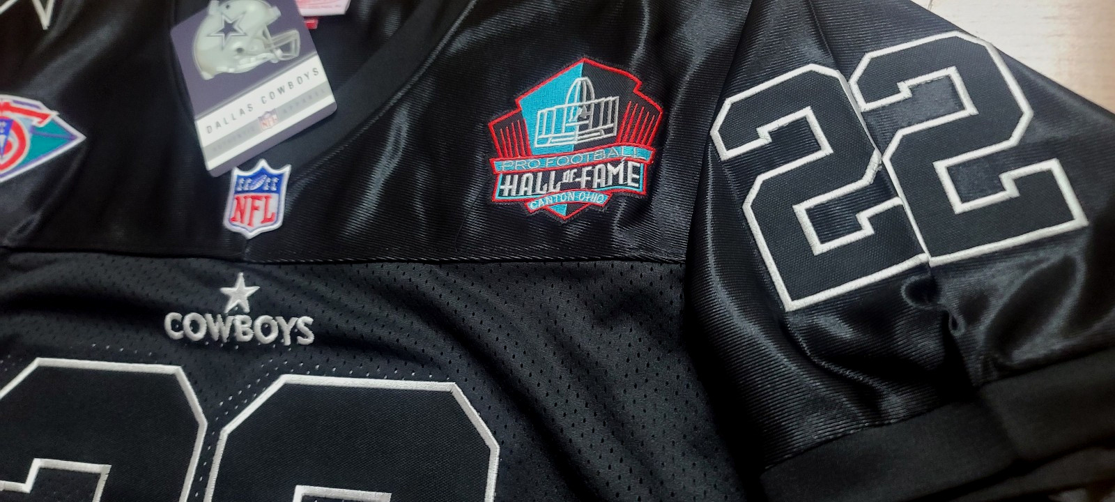 NEW TAG! RARE! Dallas Cowboys #22 C Emmitt Smith Stitched Dual Patch Jersey Mens