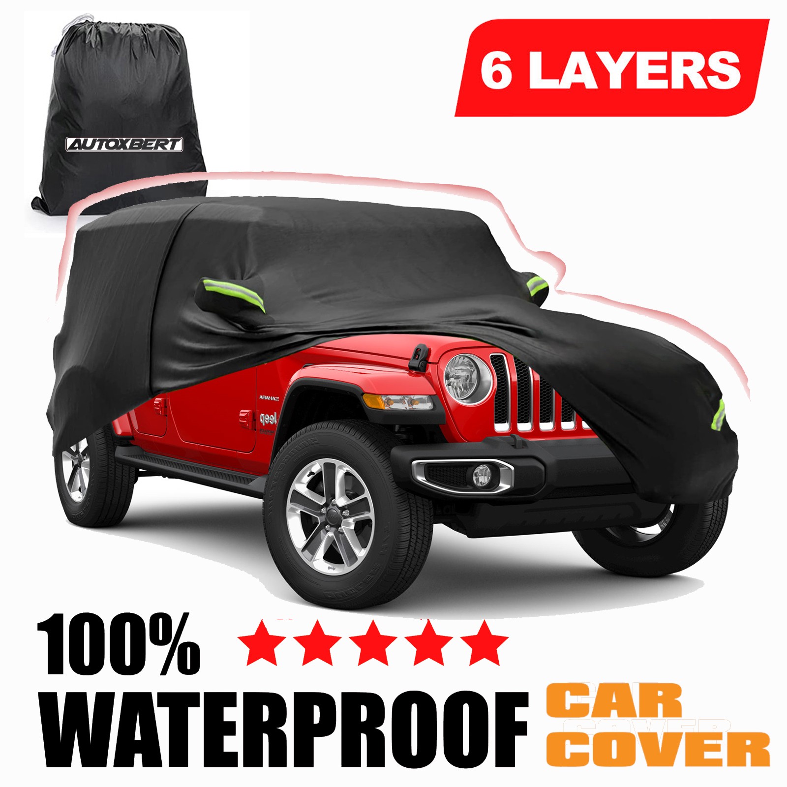 6 Layer CUSTOM FIT For Jeep Wrangler 2 Door Full Car Cover Outdoor Waterproof US