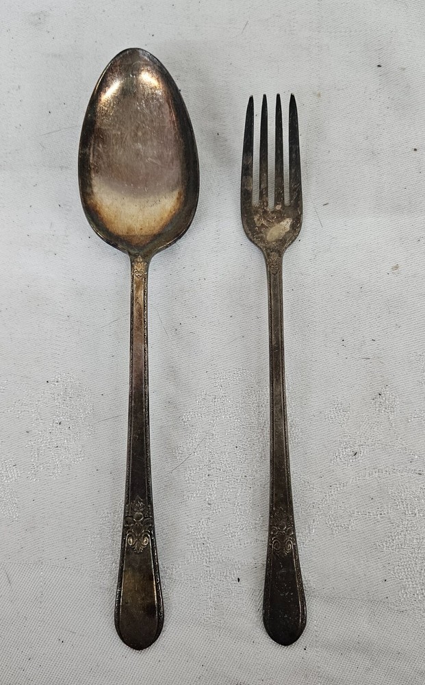 Antique 1847 Rogers Bros ADORATION Silverplate SERVING SPOON & FORK