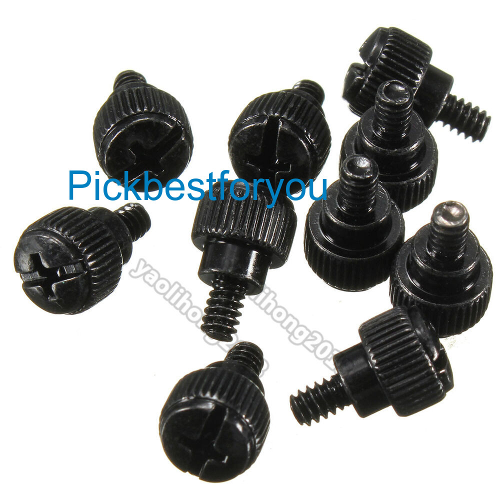 10pcs Computer Desktop PC Case Thumb Screws Black Metal Size 6/32 Thread