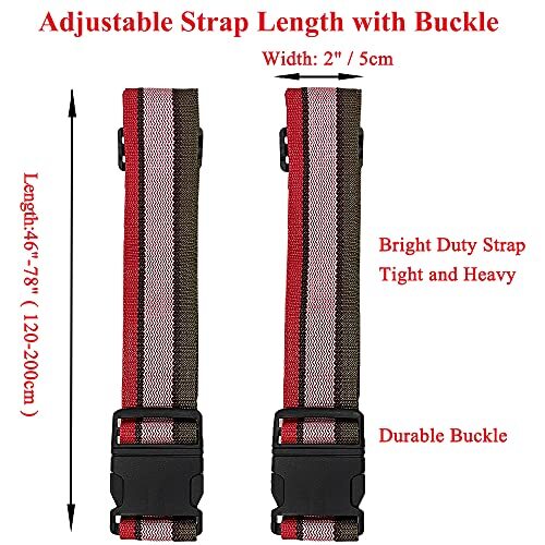 2 Pack Luggage Straps, Bright Colors Adjustable Suitcase Belts with Quick