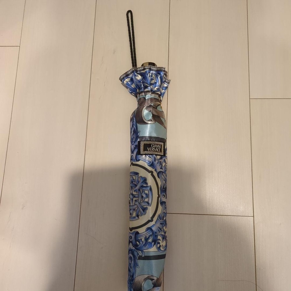 Gianni Versace Blue Baroque pattern foldable umbrella Authentic From Japan