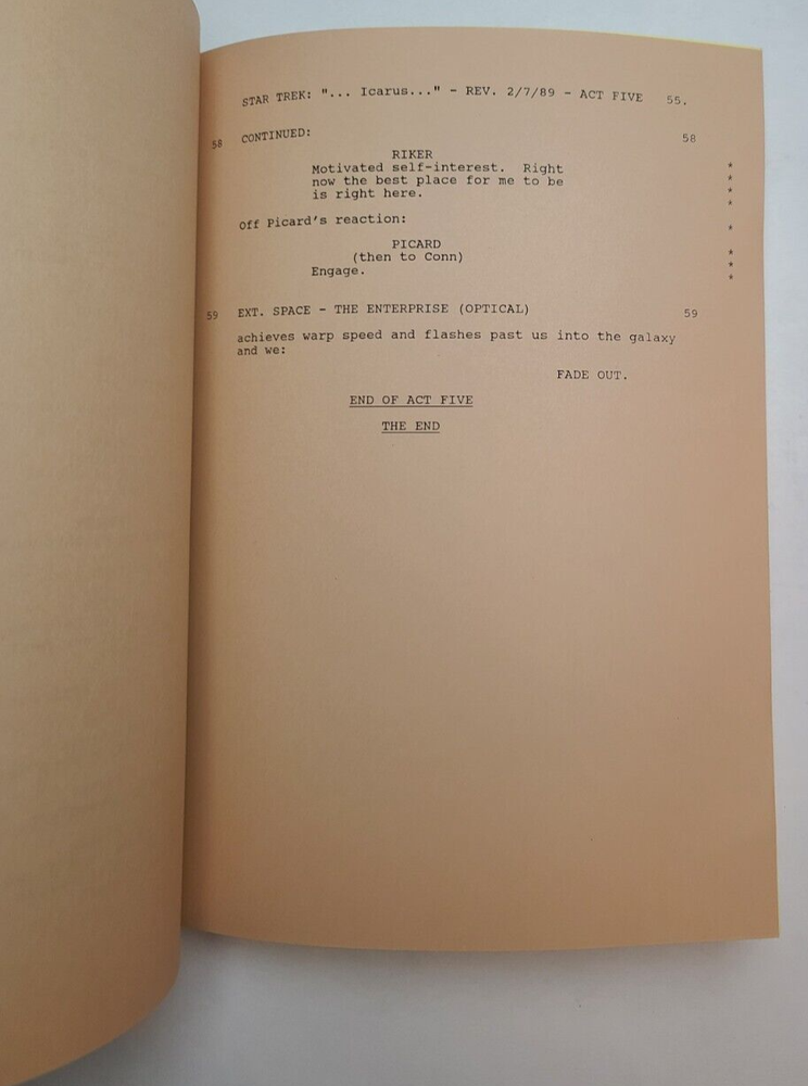 STAR TREK: THE NEXT GENERATION / David Assael 1989 TV Script "The Icarus Factor"