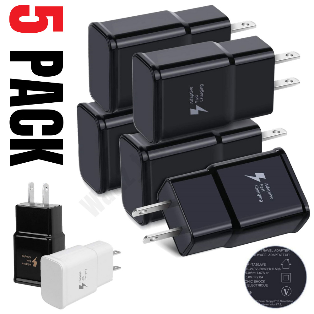 5 Pack Adaptive Rapid Fast Charging Wall USB Charger Adapter US Plug For Samsung