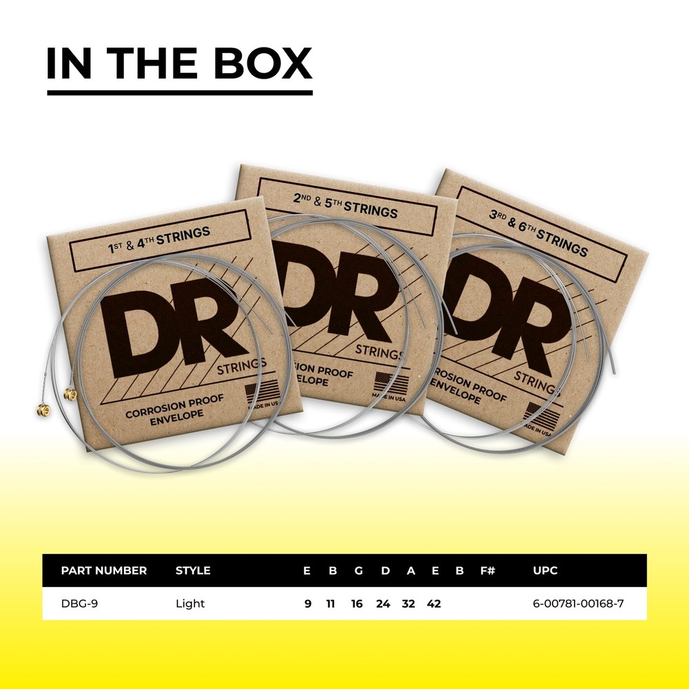 DR Strings Electric Guitar Strings, Dimebag Darrell Signature, 9-42, Silver