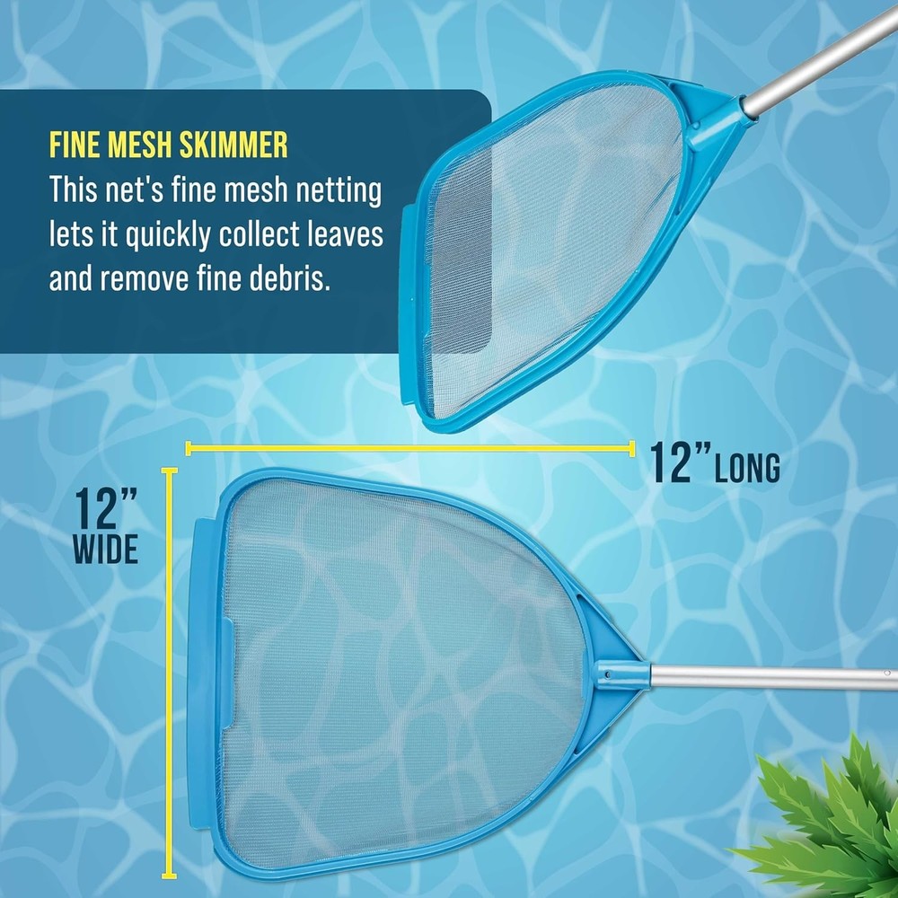 Pool & Spa Skimmer Net with Telescoping Pole 32"-5ft Fine Mesh Pool Cleaner