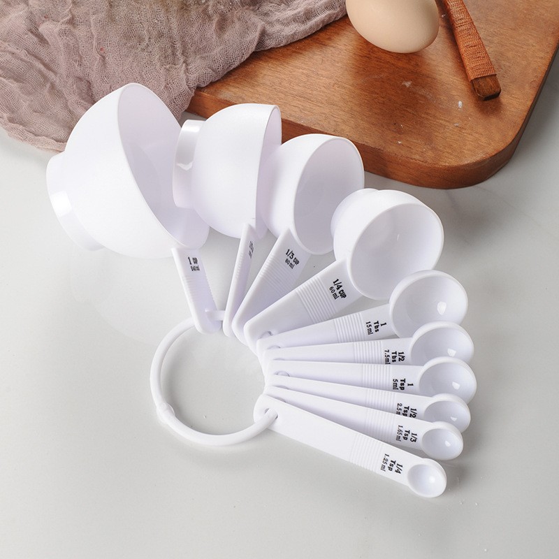 10-Piece PP Measuring Cup Spoon Set, Baking Tool with Capacity Scale