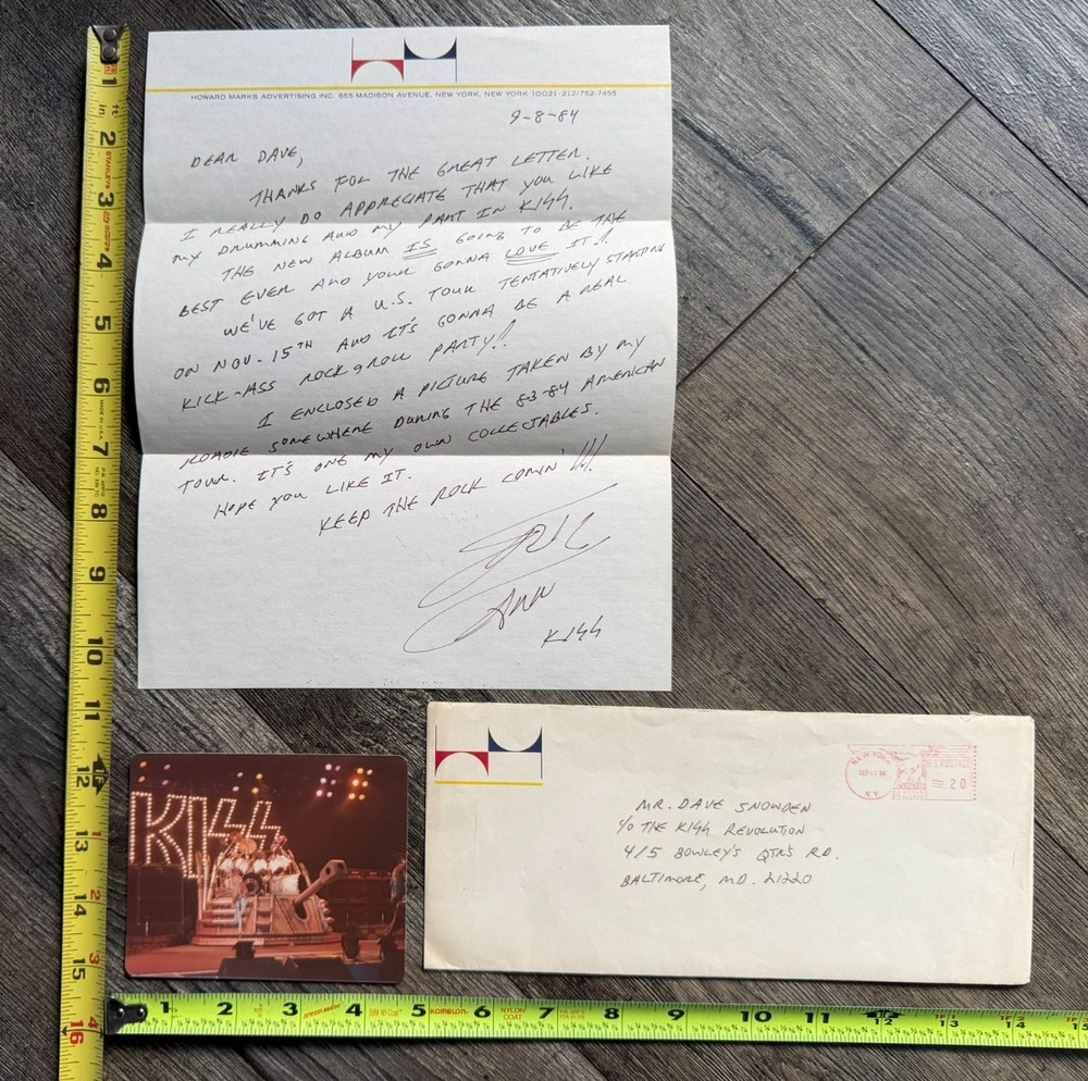 KISS ERIC CARR Signed Autograph Handwritten Letter Lick It Up 1984 Vintage Kiss