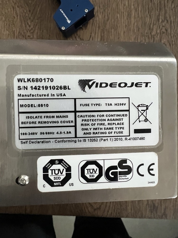 VideoJet 8510 TIJ 2.5 Printer, Pharmaceutical Track & Trace