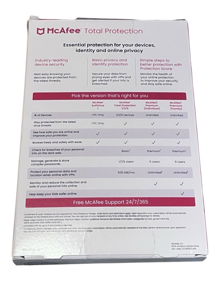 McAfee Total Protection 5 Users Windows Mac Android iOS ChromeOS Product Key