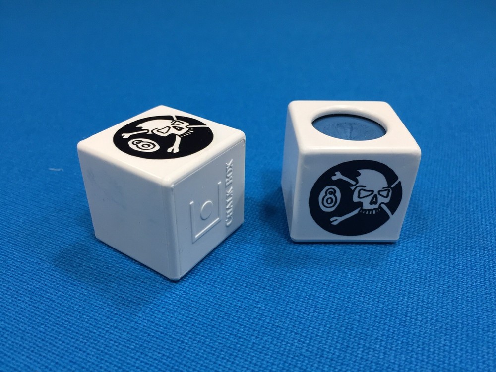 ( 2) Billiard Pool Cue Chalk Box Holder " Skull “