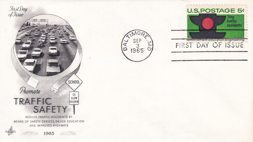 STAMP US SCOTT 1272 "Traffic Safety & Enforcement" 5 Cent 1965 FDC - B