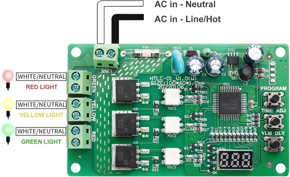 1pc 3 Channel Traffic Light Controller Sequencer 85V-265V Digital Display