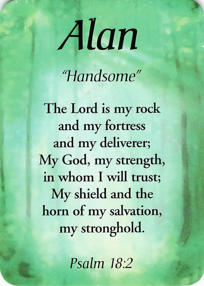 Alan "Handsome" Keepsake Name Meaning Card with Verse