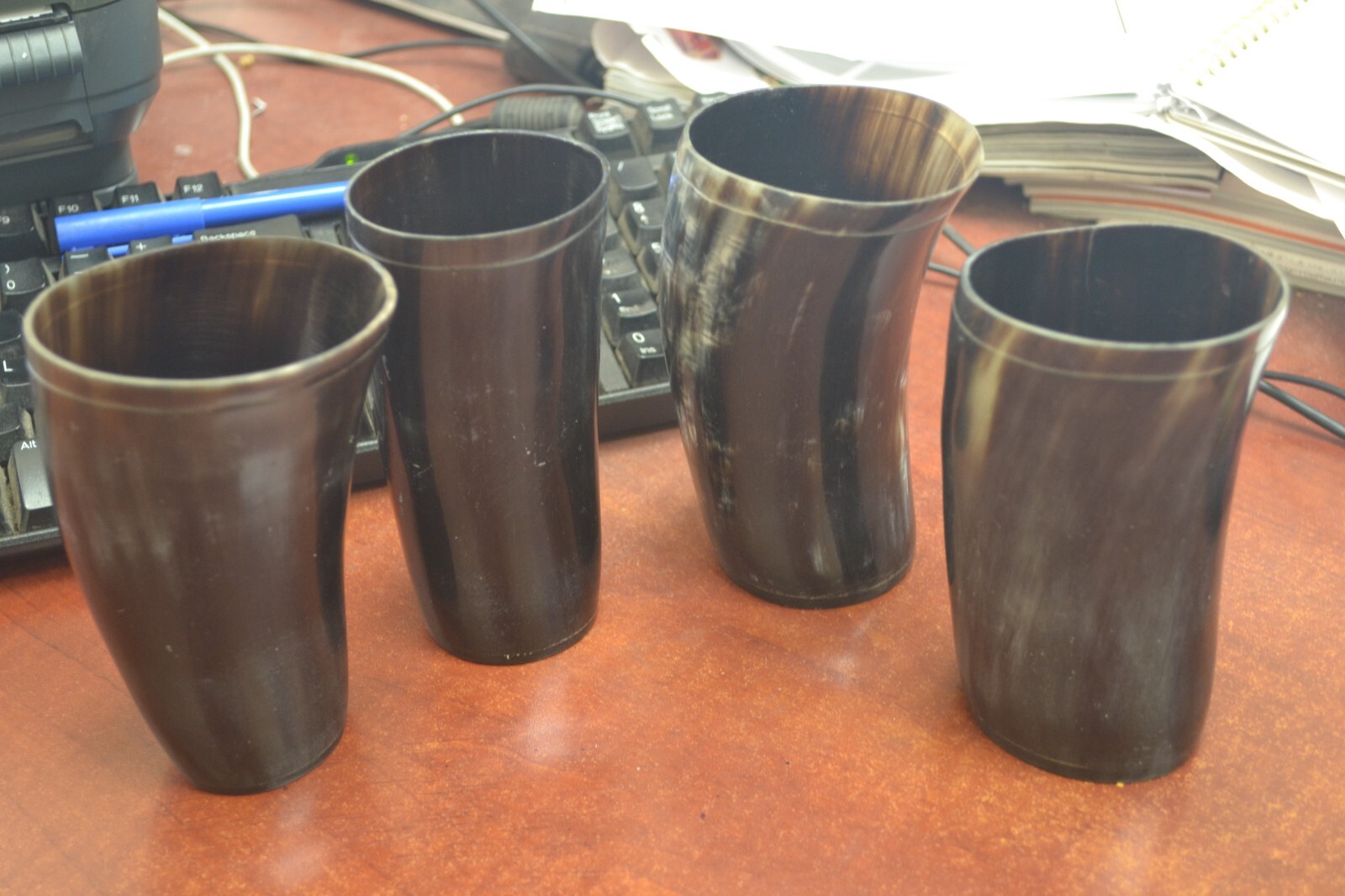 4 CUPS - BLACK BUFFALO HORN GAME OF THRONE MEDIEVAL DRINKING 5"