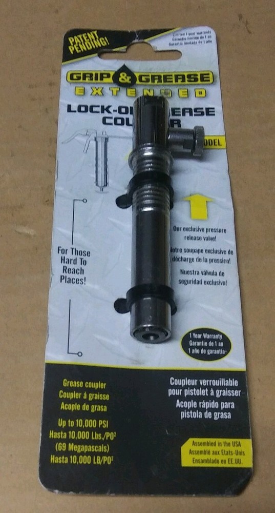 New Grip & Grease 4" Extended Lock-On Grease Coupler 924IRVBC