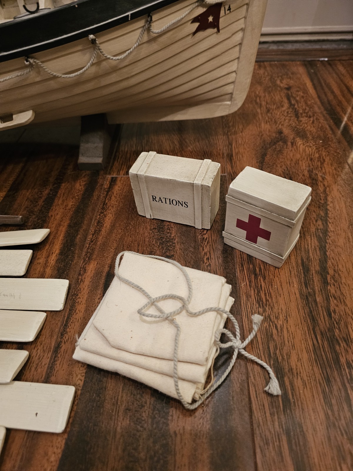 Vintage Liverpool #14 Wood Model Of Titanic Lifeboat, 31" W/Oars, Mast &...