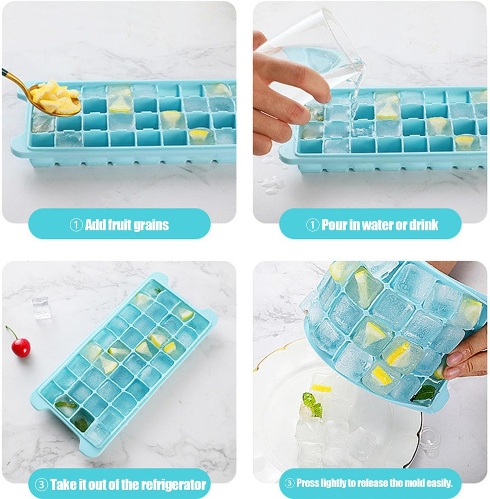 Silicone Ice Cube Tray 2 Pack,36 Cubes per Tray,Easy Release Square Ice Cube Mak