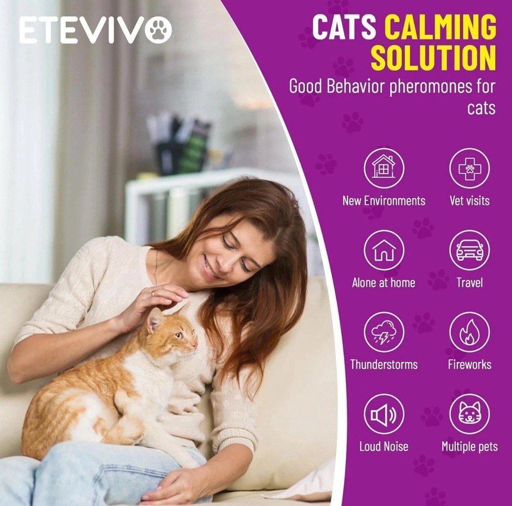 Cat Calming Pheromone Diffuser Kit – 60 Day Supply – 2 Diffusers + 2 Refills