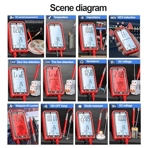 Digital Multimeter Tester, Smart Multimeter with Auto Ranging Digital 620C Red