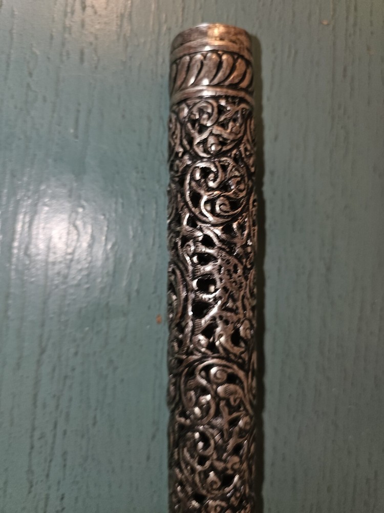 Antique Silver Scroll Container-Very Ornate
