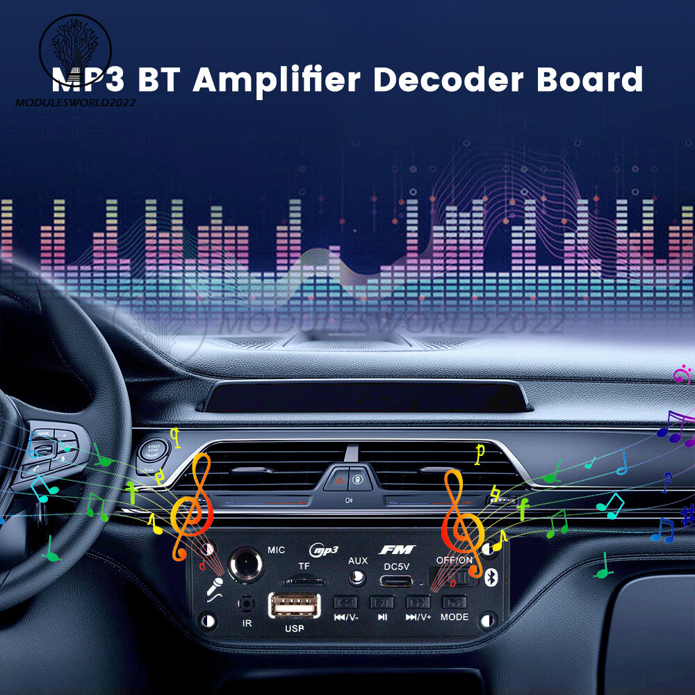 MP3 Bluetooth5.3 Power Amplifier Decoder Board USB TF FM Radio 2*3W Audio Player