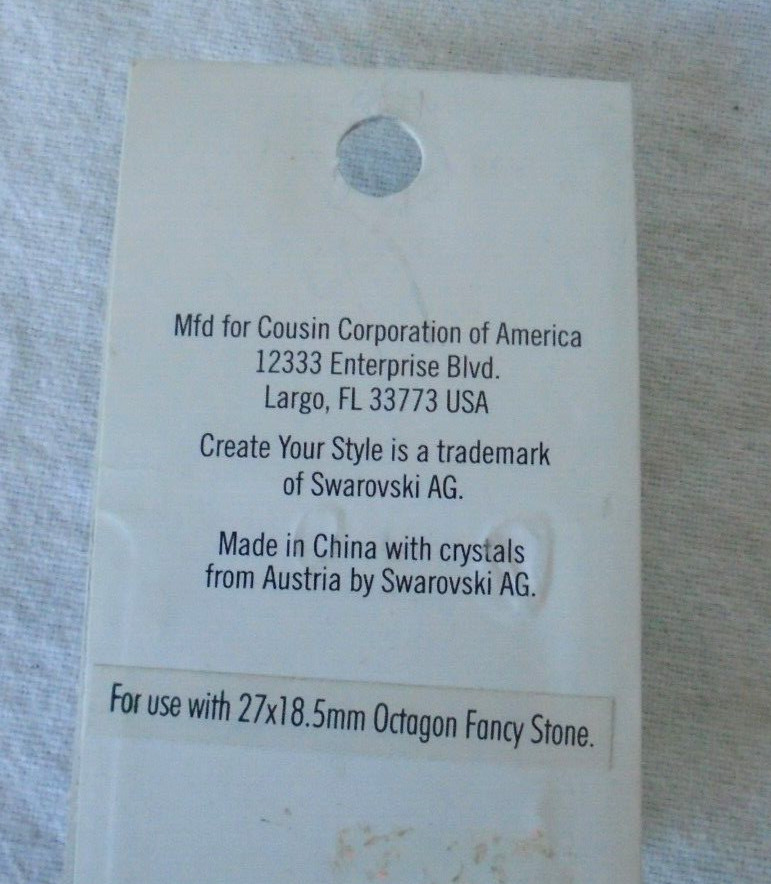 Swarovski Fancy Pendant Cab Base, Back Loop, 27x18.5mm NIB Create Your Style