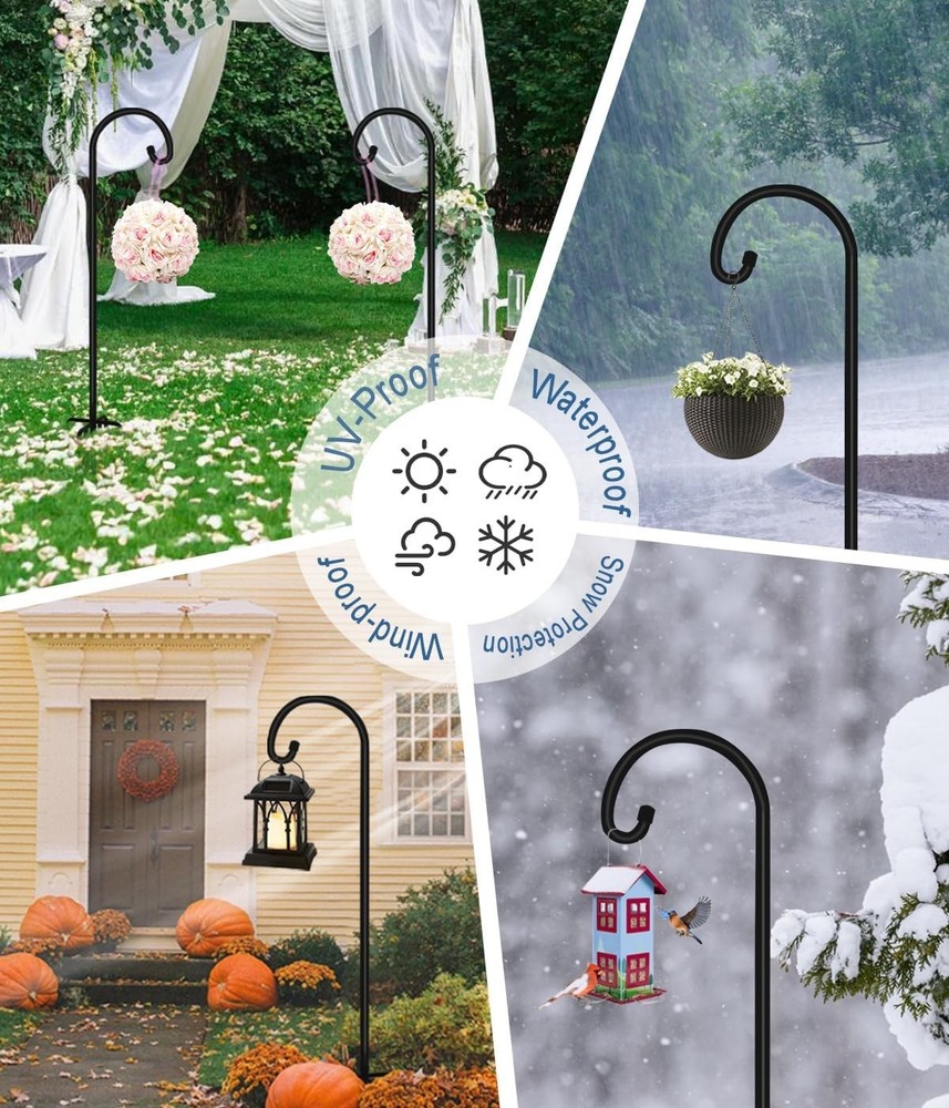 92-Inch Adjustable Shepherd Hook - Ideal for Bird Feeders & Decor