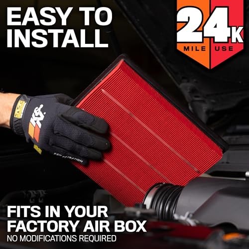 Engine Air Filter: Extended Life 24,000 Mile Replacement Air Filter: