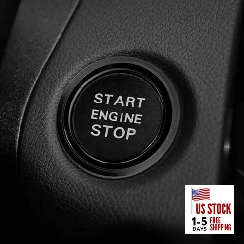 Push Start Button Cover Start Stop Button Cover for Audi Accessories, Car Black