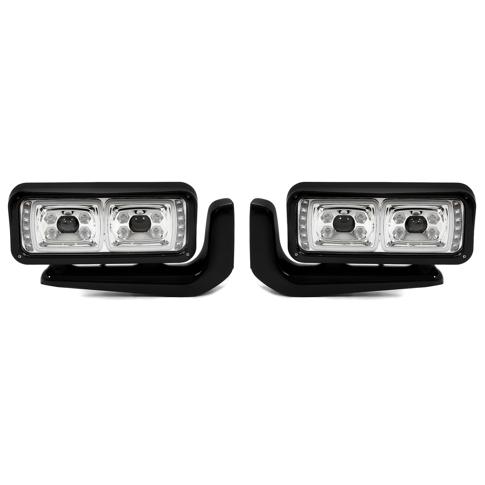 Full LED Headlights Assembly W/ Mounting Arm For Peterbilt 359 379 389 1981-2023