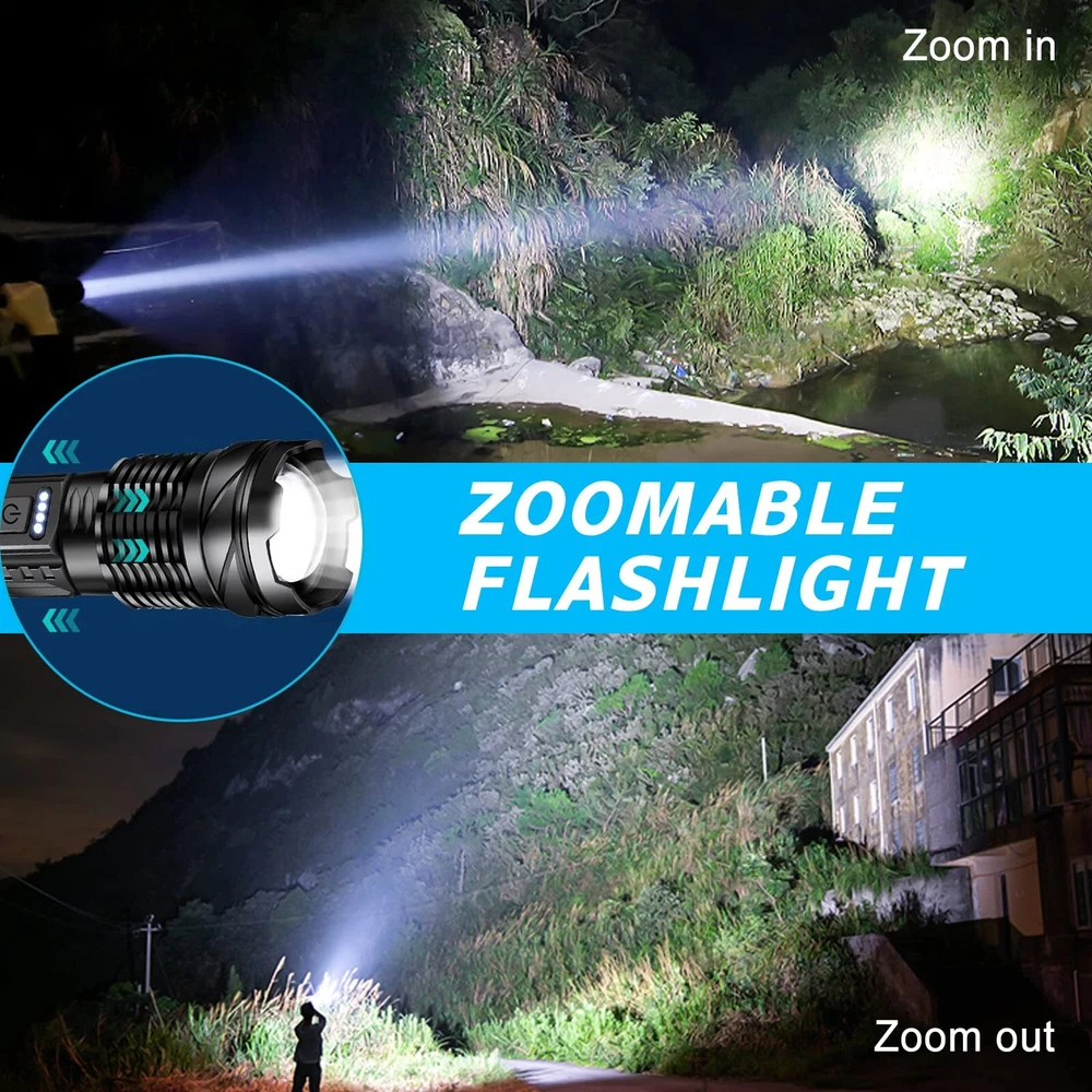 15000000LM Super Bright Flashlights High Lumens Rechargeable 7 Modes LED Flash