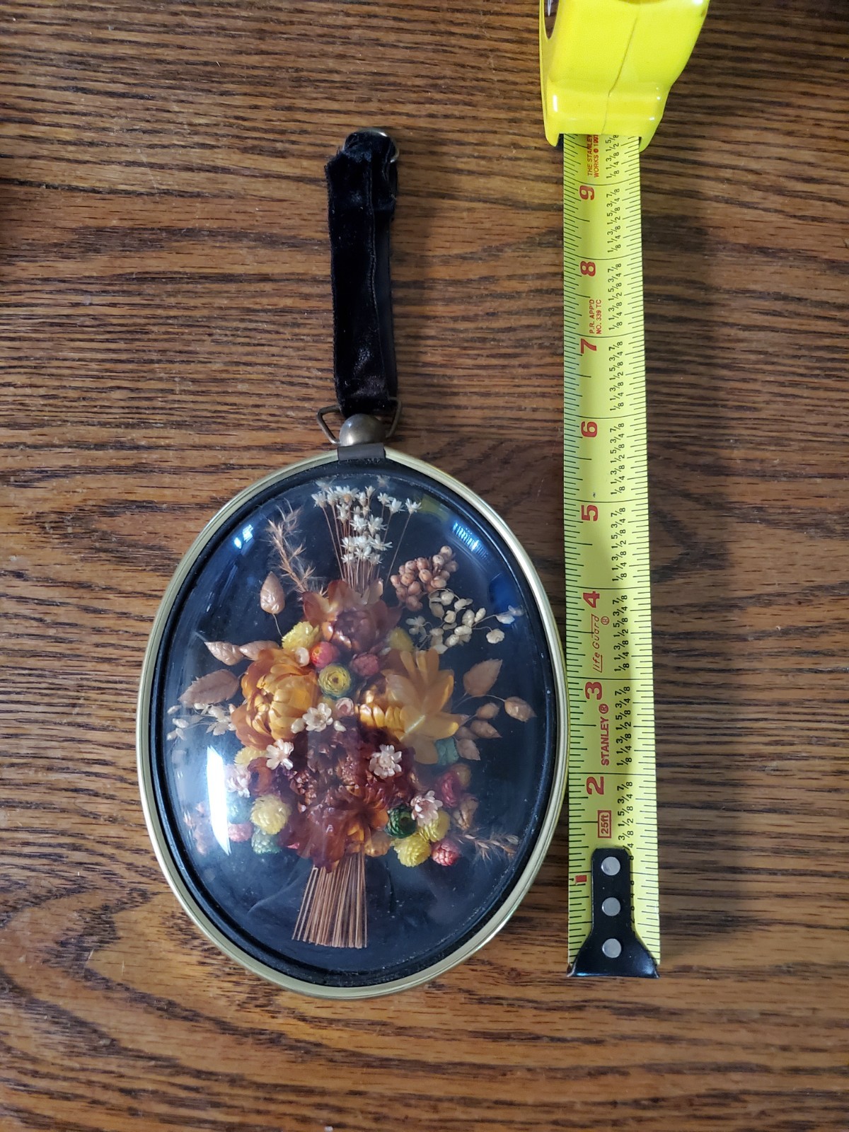 Vintage Cideart Dried Flowers Belgium Convex Glass