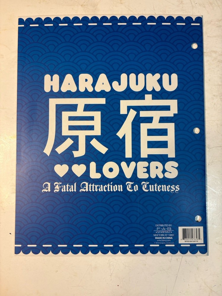 3 Harajuku Lovers Two Pocket Folder ~ Prep School.