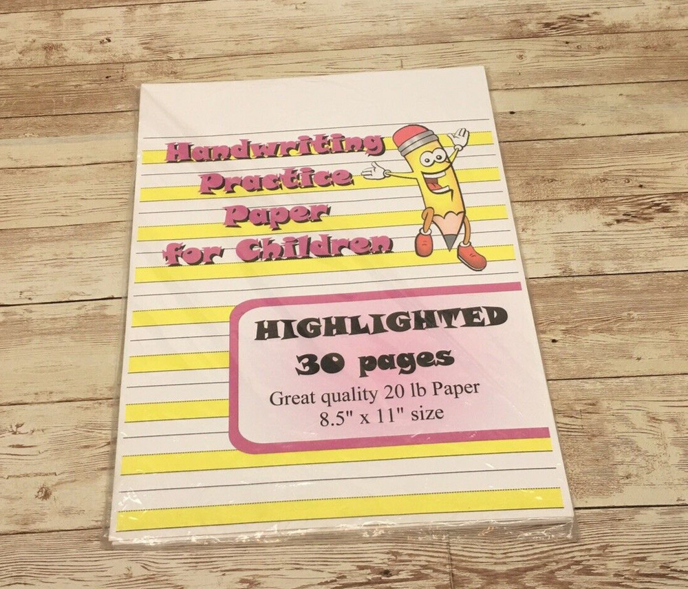 Highlighted - Handwriting Practice Paper For Children - 30 Sheets