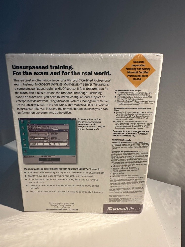 Microsoft Systems Management Server 1.2 Training Kit Sealed MSCE NIB NEW