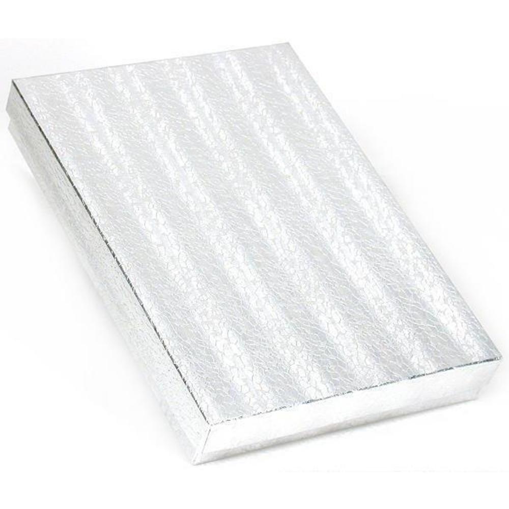 Silver Cotton Filled Gift Box Jewelry Display 7 1/8" x 5 1/8"