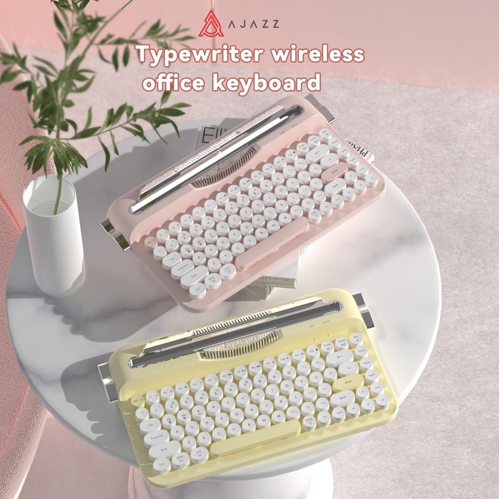 Ajazz AF84 Wireless Membrane Silent Typewriter Keyboard, Bluetooth/2.4G Dual-...