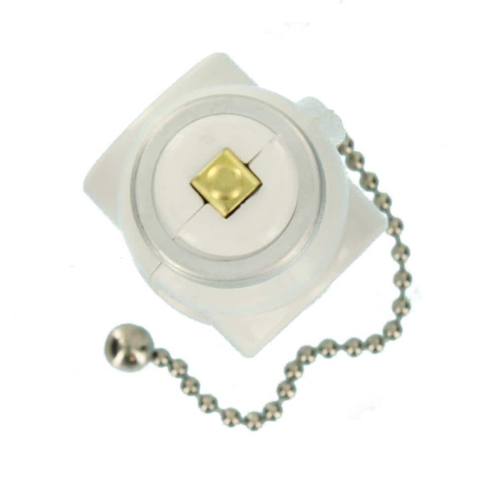 2-Outlet White Socket with Pull Chain 1406-W