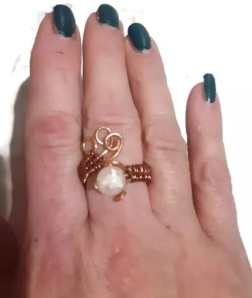 Copper And Selenite Wire Ring
