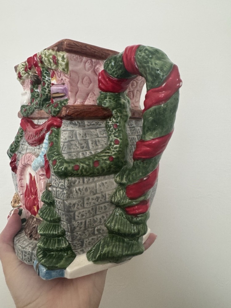 Christmas Tree Hand Painted Pitcher Dated 1996 8 1/2 inch