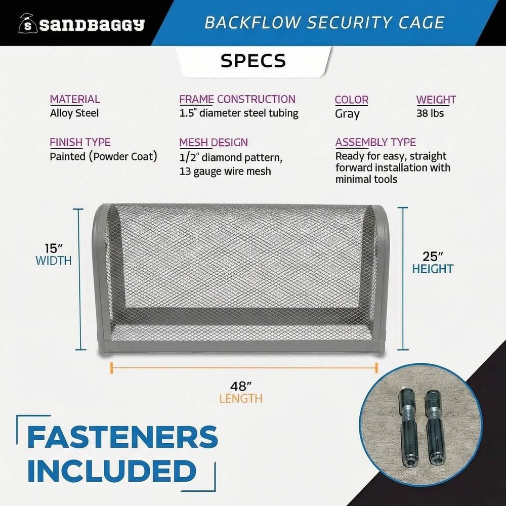 Backflow Security Cage – Backflow Preventer Enclosure (Gray, Large) - Sandbaggy