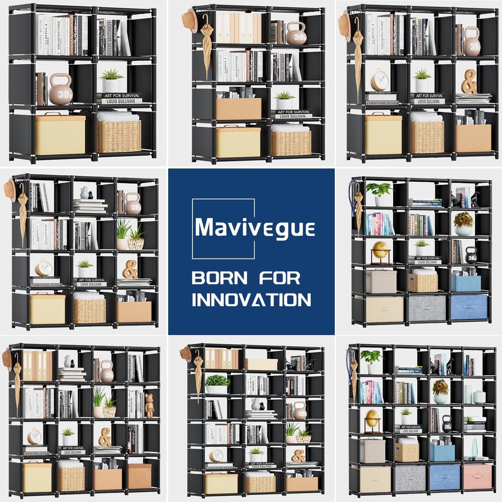 Mavivegue 18-Cube Extra Large Bookcase DIY Storage Organizer Shelf Unit