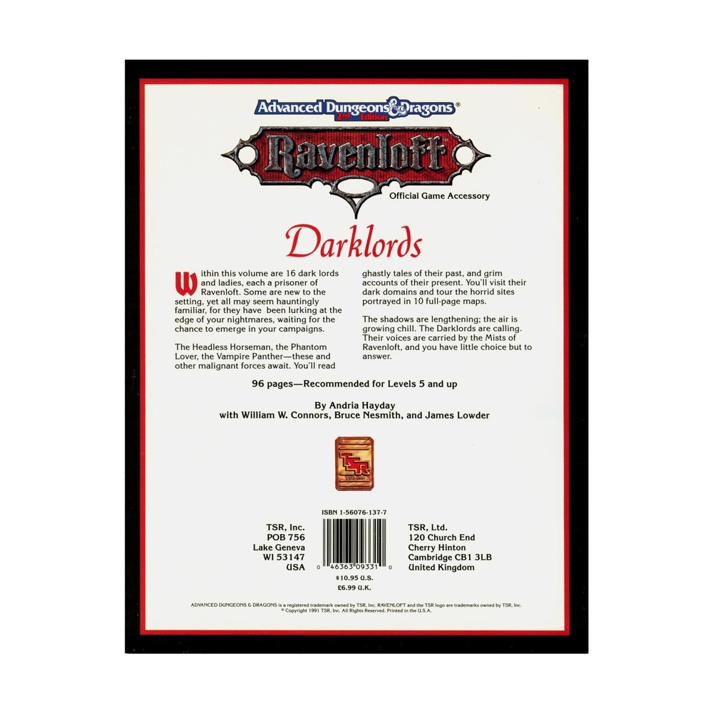 TSR Ravenloft Darklords VG