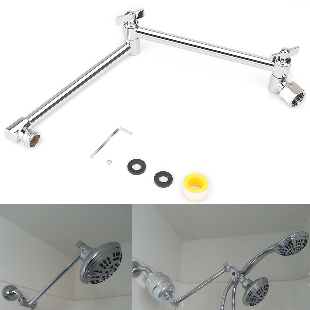 11 Inch Metal Shower Head Extension Arm,Solid Brass Height Angle Adjustable