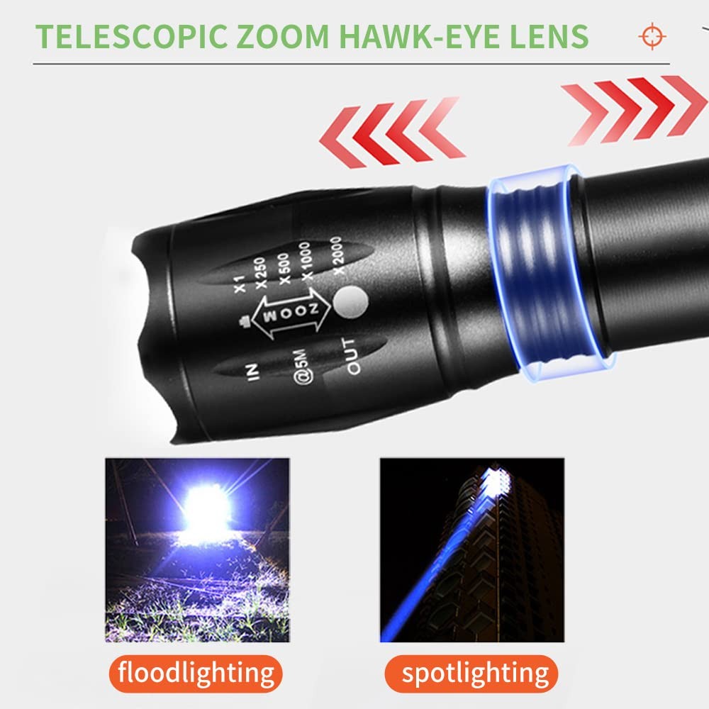 YZYOE Rechargeable Multi Function Flashlights 4 Color Lights, Black Light UV ...