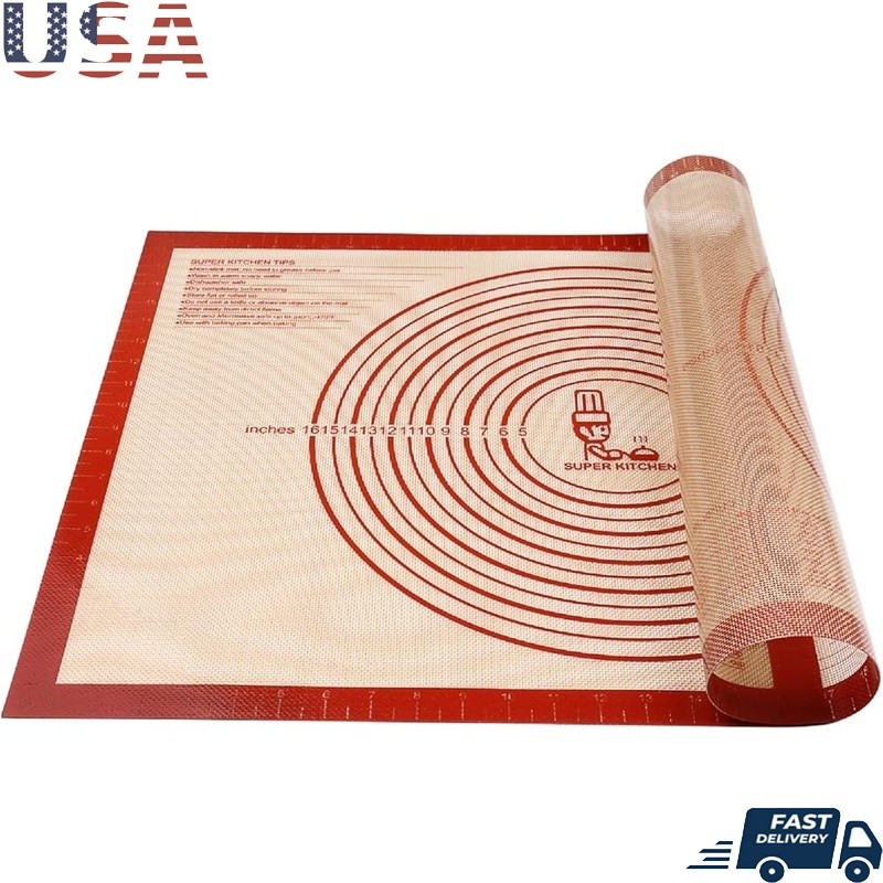 Nonstick Silicone Baking Mat Pastry Dough Rolling Mat Countertop Kitchen Tool US