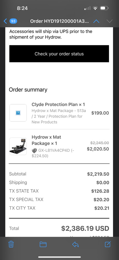 Hydro Rower with Mat