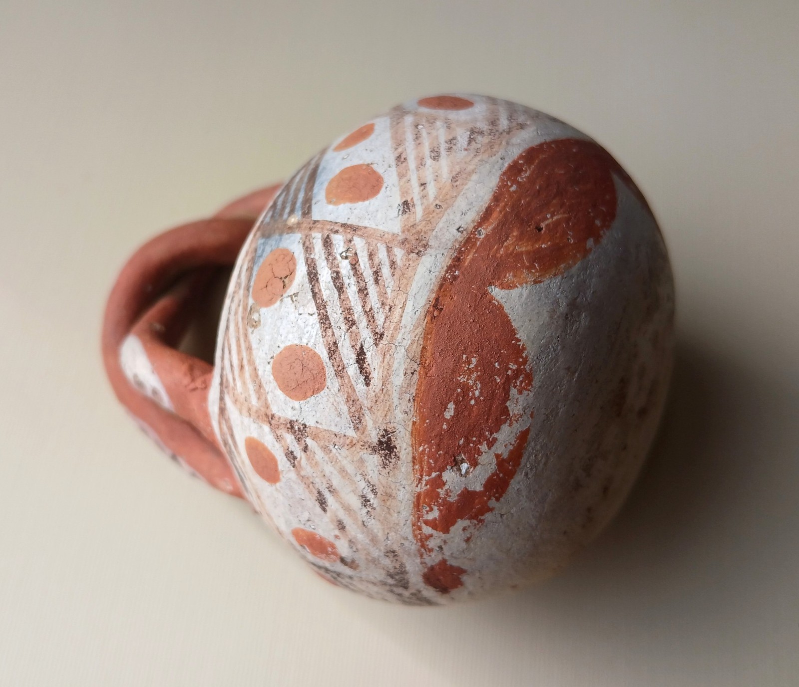 Antique Isleta Pueblo Pottery Basket Twist Handle, Hand Painted Designs, #1